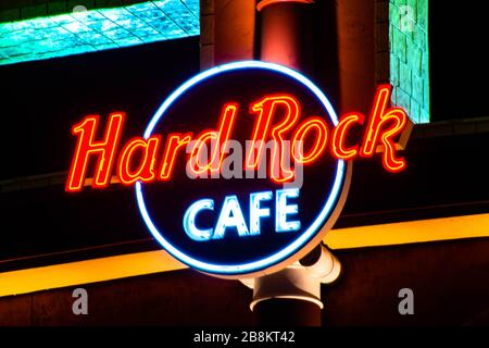 Orlando, Florida. February 12, 2020. Top view of Hard Rock Cafe at Universals Citywalk Stock Photo