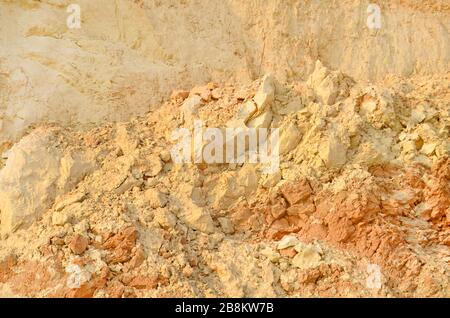 Clay canyon on the beach. Mountain of clay. Clay wall background. Texture of clay wall Stock Photo