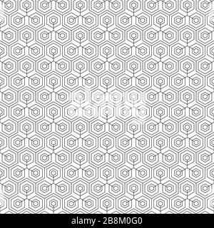 Abstract seamless hexagons pattern. Modern stylish texture. Small hexagons connected with lines. Repeating geometric tiles with triple elements. Stock Vector