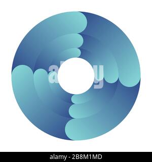 Abstract gradient round logo isolated on white background. Swirling shapes. Symbols for your design. Vector color illustration. Stock Vector