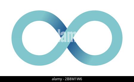 Abstract infinity sign. Infinity loop mathematical symbol in flat style with shadows. Isolated on white background. Color gradient icon. Vector. Stock Vector