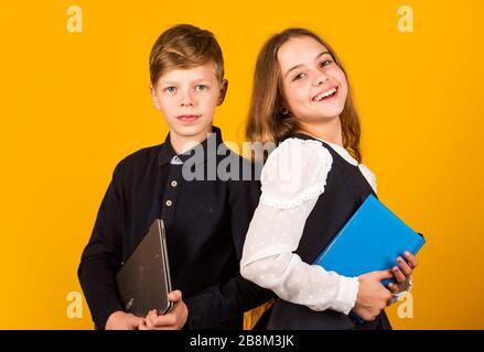 Study programming. Student with laptop computer. Child using pc. Life online. Modern information source. Surfing internet. Modern profession. Modern education for kids. Web developer or designer. Stock Photo