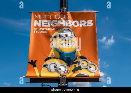 Orlando, Florida. March 15, 2019. Meet our Neighbors sign at Universals Citywalk. Stock Photo