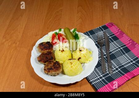 Mince cutlets as a main course for dinner. Stock Photo