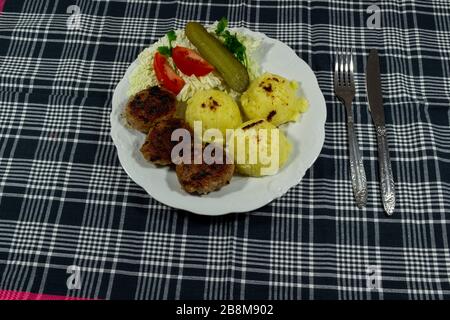 Mince cutlets as a main course for dinner. Stock Photo