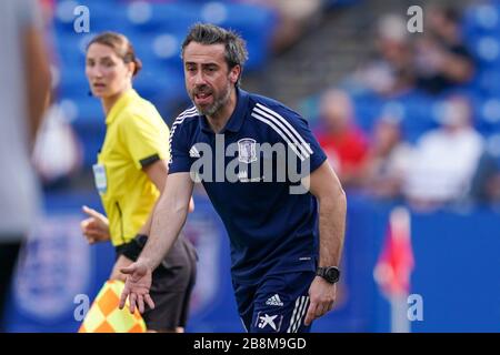 FRISCO. USA. MAR 11:  Spanish coach Jorge Vilda gives directions during the 2020 SheBelieves Cup Women's International friendly football match between England Women vs Spain Women at Toyota Stadium in Frisco, Texas, USA. ***No commericial use*** (Photo by Daniela Porcelli/SPP) Stock Photo