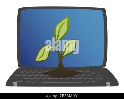 plant growing out of a notebook concept eco-friendly by jziprian Stock Vector