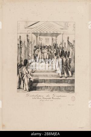Distribution of flags / Parisian National Guard / August 29, 1830 (IT) Stock Photo