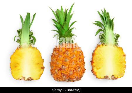 pineapple isolated on white background with clipping path and full depth of field. Top view. Flat lay Stock Photo