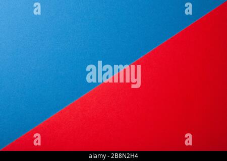 Blue and red color of paper background, texture, copy space, diagonal. Stock Photo