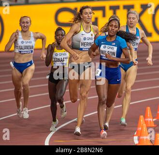 Doha Qatar Sep 27 Gabriela Gajanova Svk Christina Hering Ger And Ajee Wilson Usa Competing In The Women S 800m Heats During Day One Of 17 Stock Photo Alamy