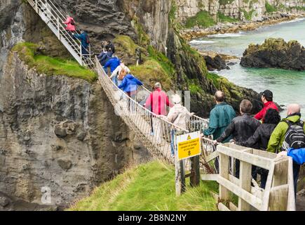 The tiny island of Carrickarede is linked to the mainland by the Carrick-a-Rede Rope Bridge, maintained by the National Trust.