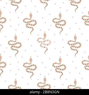 Occult alchemy snake symbol seamless pattern vector illustration. Stock Vector