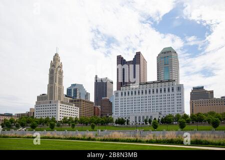 Columbus, city in the state of Ohio, United States of American, as seen from the Genoa Park Stock Photo