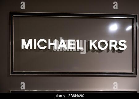 American fashion brand, Michael Kors logo seen in Shenzhen Stock