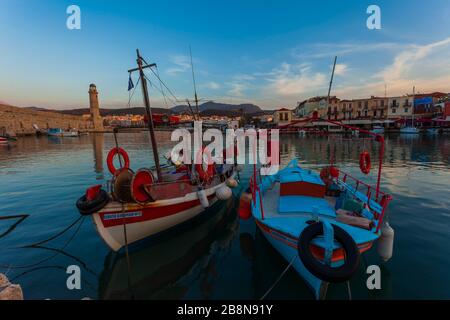 Old venetian harbour of Rethymnon (Crete,Greece) Stock Photo