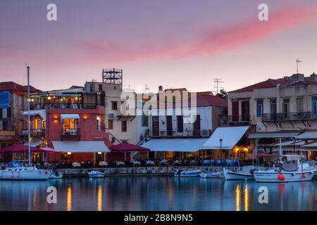 Old venetian harbour of Rethymnon (Crete,Greece) Stock Photo