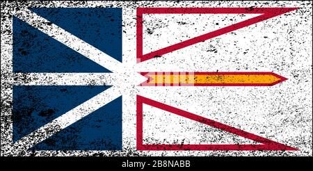 The provincial Flag Of Quebec Canada with motif and Union Flag with dirty grunge FX Stock Vector