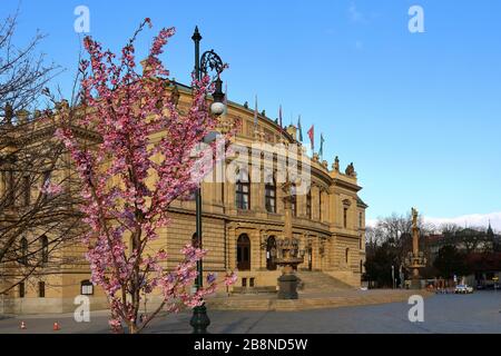 Czech Republic, Prague, On 22th March, 2020. The Rudolfinum - concert and exhibition hall during the pandemic. Stock Photo