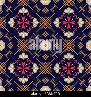 Maltese and oriental geometric background seamless pattern vector. Stock Vector