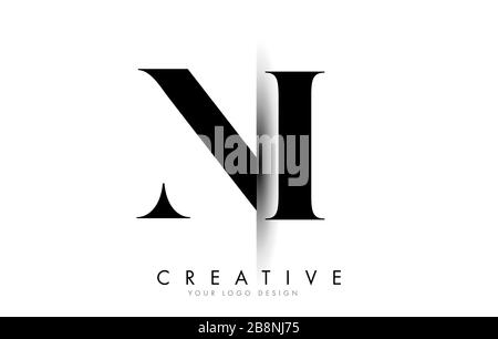 NI N I Letter Logo Design with Creative Shadow Cut Vector Illustration Design. Stock Vector