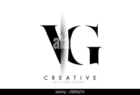 VG V G Letter Logo Design with Creative Shadow Cut Vector Illustration Design. Stock Vector