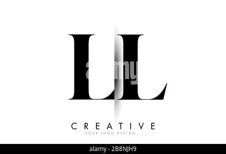 LL L Letter Logo Design with Creative Shadow Cut Vector Illustration Design. Stock Vector