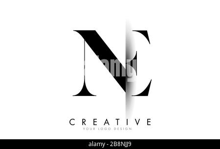 NE N E Letter Logo Design with Creative Shadow Cut Vector Illustration Design. Stock Vector