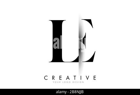 LE L E Letter Logo Design with Creative Shadow Cut Vector Illustration Design. Stock Vector