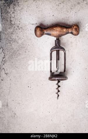 Old corkscrew with space Stock Photo