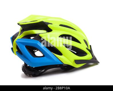 Multicolor bicycle helmet isolated on white background Stock Photo