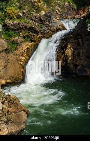 The Sa'ar waterfalls in the northern Golan Heights, Isreal, Middle East. Stock Photo