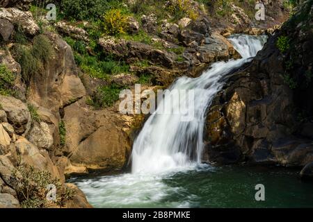 The Sa'ar waterfalls in the northern Golan Heights, Isreal, Middle East. Stock Photo