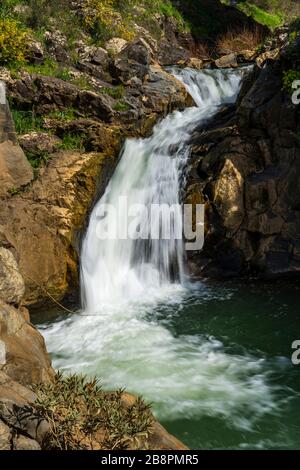 The Sa'ar waterfalls in the northern Golan Heights, Isreal, Middle East. Stock Photo