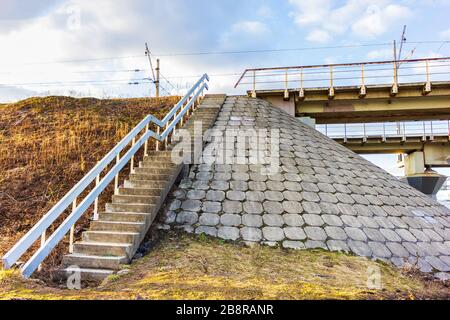 railway bridge with stairs architecture way above Stock Photo