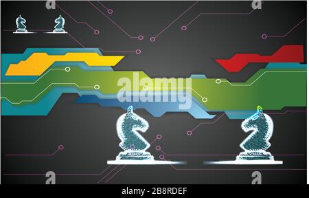 chess knight player on abstract dark background Stock Vector