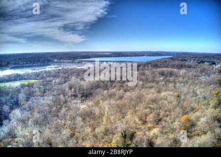 Aerial View Conowingo Hydroelectric Dam Maryland Stock Photo