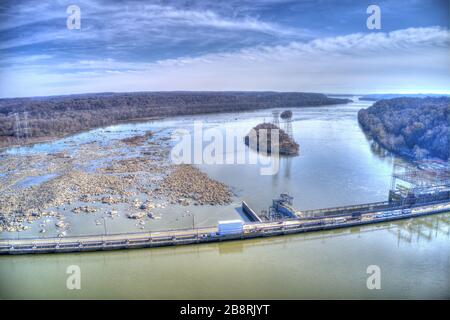 Aerial View Conowingo Hydroelectric Dam Maryland Stock Photo