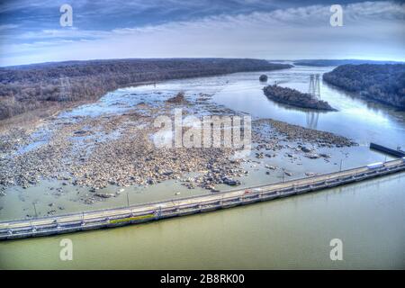 Aerial View Conowingo Hydroelectric Dam Maryland Stock Photo