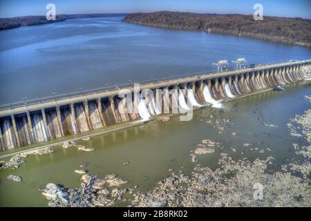 Aerial View Conowingo Hydroelectric Dam Maryland Stock Photo