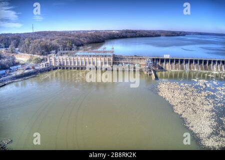 Aerial View Conowingo Hydroelectric Dam Maryland Stock Photo