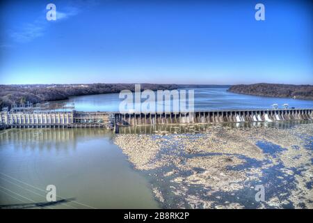 Aerial View Conowingo Hydroelectric Dam Maryland Stock Photo