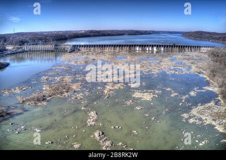 Aerial View Conowingo Hydroelectric Dam Maryland Stock Photo