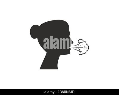 Cough, flu icon. Vector illustration, flat design. Stock Vector