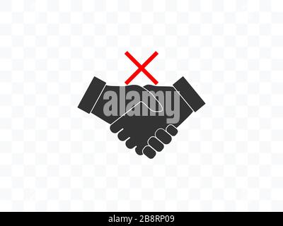 No handshake icon. Vector illustration, flat design. Stock Vector