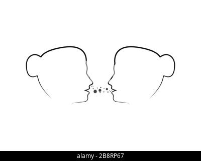 Common cold, cough, flu icon. Vector illustration, flat design. Stock Vector