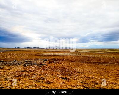 A brown field in Iceland Stock Photo