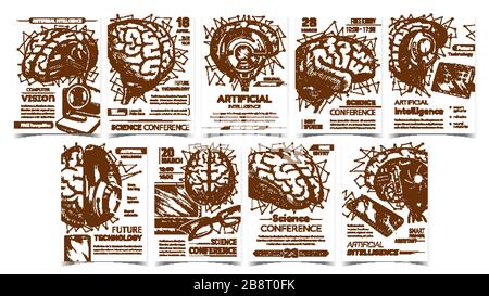 Future Technology Advertising Posters Set Vector Stock Vector