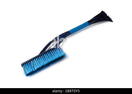 Car brush with scraper for cleaning windows isolated on white background Stock Photo