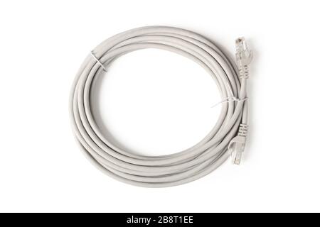 Patchcord twisted in a hank isolated on a white background Stock Photo